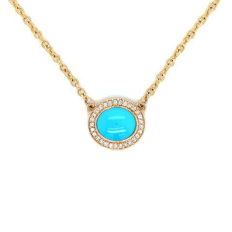 Sleeping Beauty Turquoise and Diamond Halo Necklace