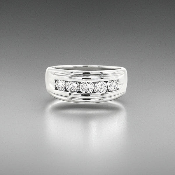 Men’s Channel Set Diamond and Platinum Wedding Band