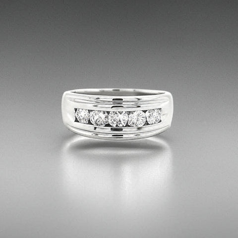 Men’s Channel Set Diamond and Platinum Wedding Band