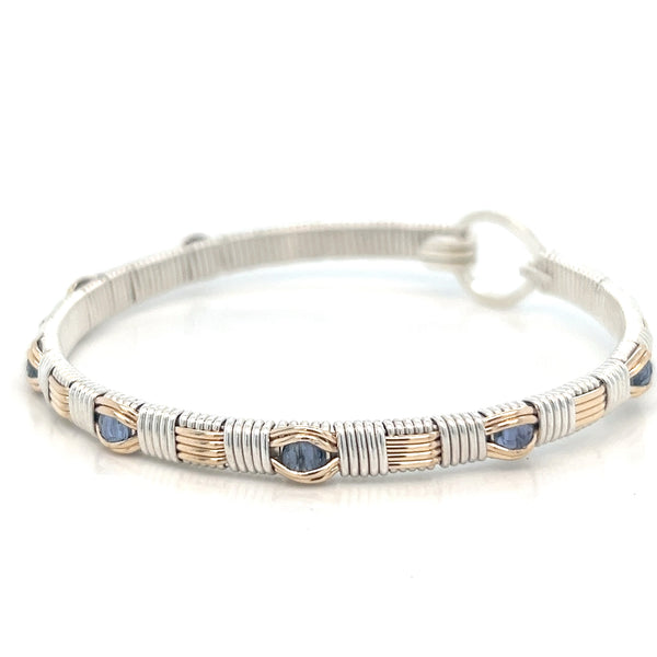 Classic Woven Bangle with Blue Sapphire