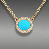 Sleeping Beauty Turquoise and Diamond Halo Necklace