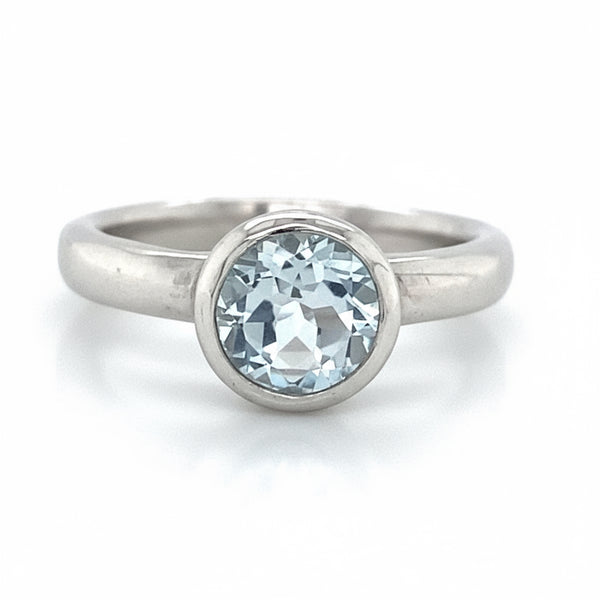 Light Blue Topaz Solitaire Bezel Ring