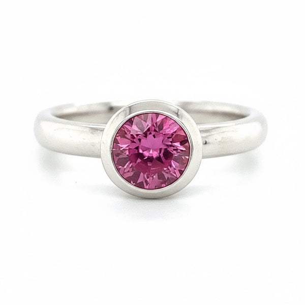 Pink Topaz Solitaire Bezel Ring
