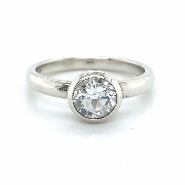 White Topaz Solitaire Bezel Ring
