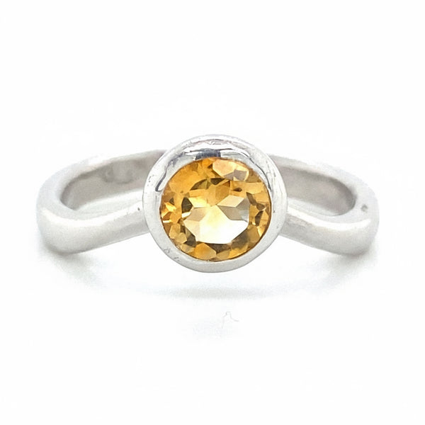 Citrine Curved Solitaire Bezel Ring