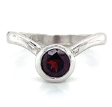 Garnet Curved Solitaire Bezel Ring