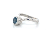 London Blue Topaz Curved Solitaire Bezel Ring