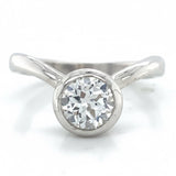 White Topaz Curved Solitaire Bezel Ring