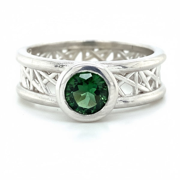 Petite Green Tourmaline Round Connection Band
