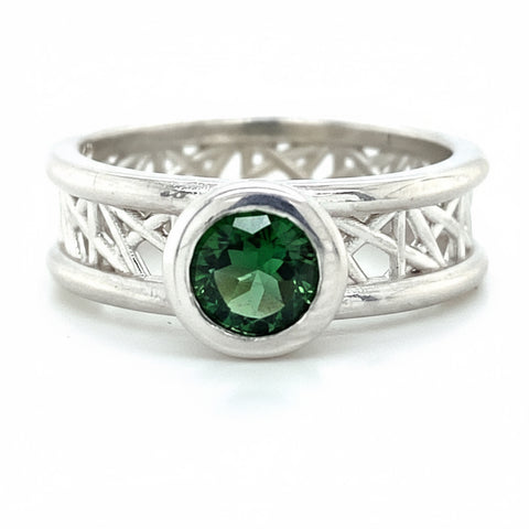 Petite Green Tourmaline Round Connection Band