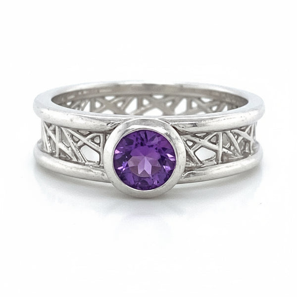 Petite Round Connection Ring 5mm Amethyst