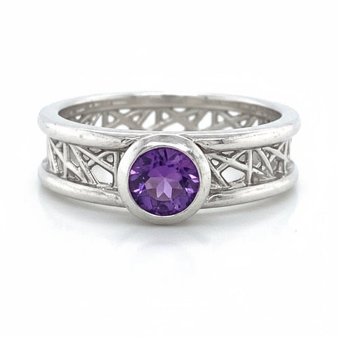 Petite Round Connection Ring 5mm Amethyst