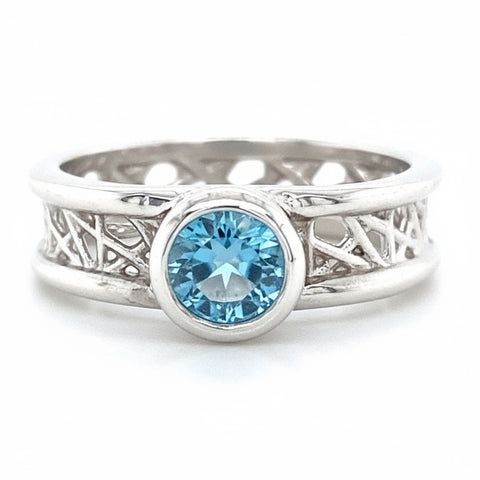 Petite Round Connection Ring 5mm Swiss Blue Topaz