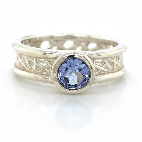 Petite Round Connection Ring 5mm Tanzanite