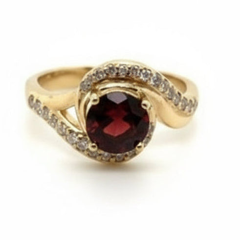 Spessartite Garnet Gold Swirl Ring