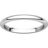 2 mm Platinum Comfort Fit Classic Wedding Band