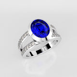 3 Carat Oval Tanzanite Split Shank