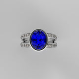 3 Carat Oval Tanzanite Split Shank