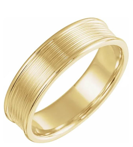 Half Round Grooved Men's Wedding Band