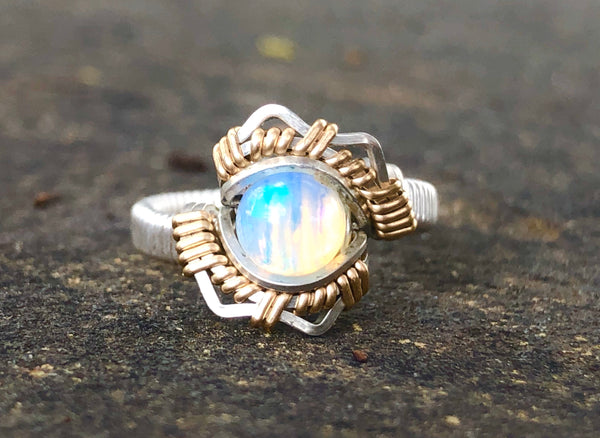 Petite Energy Ethiopian Opal Wire Wrap Ring