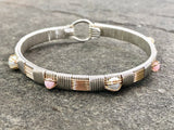 Pink Opal and Pearl Classic Elite Bangle Bracelet