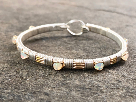 Classic Gemstone Bangle Ethiopian Opal Bangle Bracelet