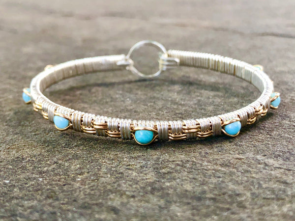Larimar Basket Weave Bangle Bracelet