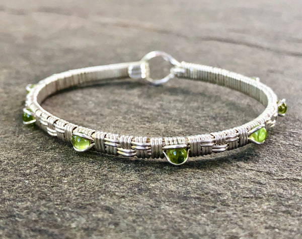 Peridot Basket Weave Bangle Bracelet
