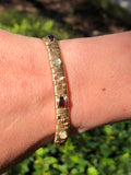 Ethiopian Opal and Garnet Basket Weave Elite Bangle Bracelet
