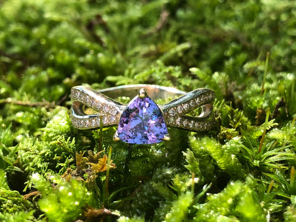 Tanzanite Trillion Split Band Ring