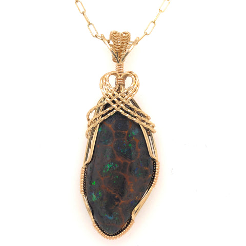 Classic Wrap Boulder Opal in 14 Karat Gold