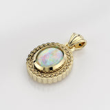 Australian Opal Scalloped Halo Pendant