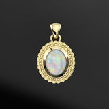 Australian Opal Scalloped Halo Pendant