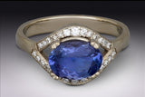 Oval Tanzanite and Diamond Halo Flow Series