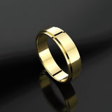 Raised Bed Flat Band Men's Wedding Band