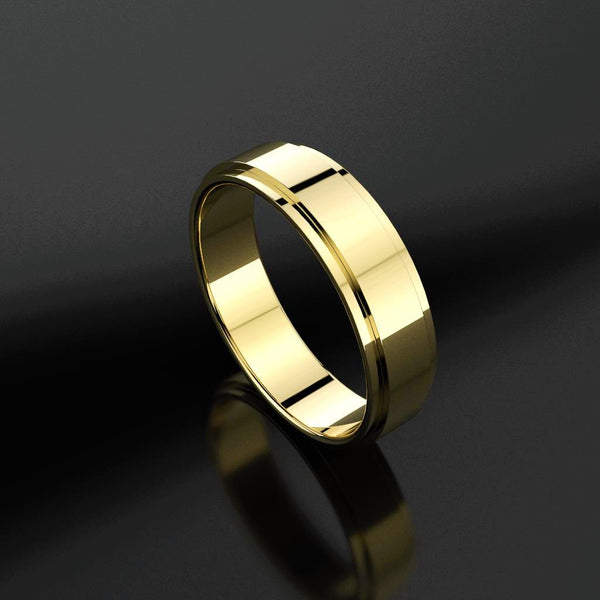 Raised Bed Flat Band Men's Wedding Band