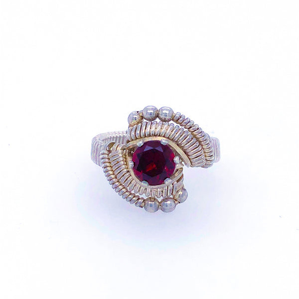 Classic Beaded Garnet Ring