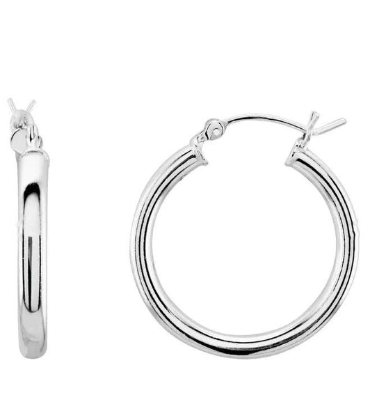 Sterling Silver Tube Hoop Earrings