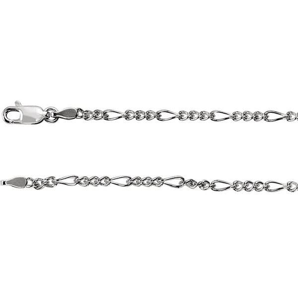 Sterling Silver 2.5mm Figaro Chain