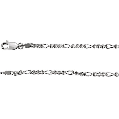 Sterling Silver 2.5mm Figaro Chain