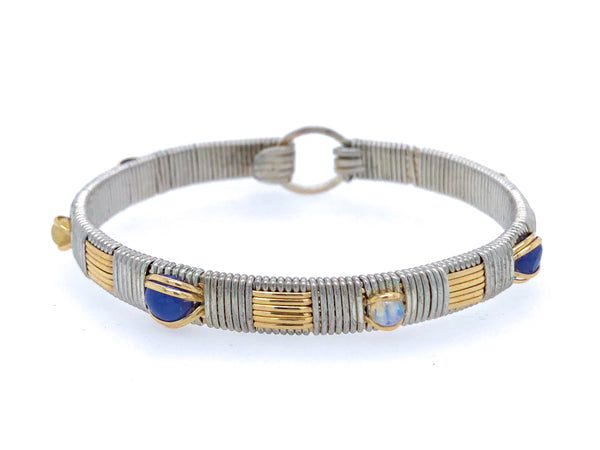 Ethiopian Opal and Tanzanite Elite Bangle Bracelet