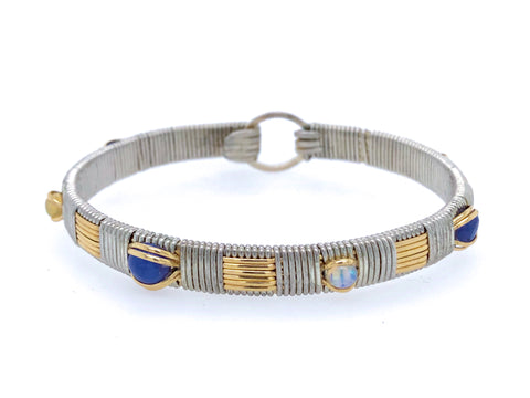 Ethiopian Opal and Tanzanite Elite Bangle Bracelet