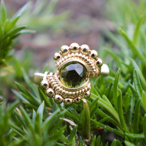 Beaded Petite Green Tourmaline Ring