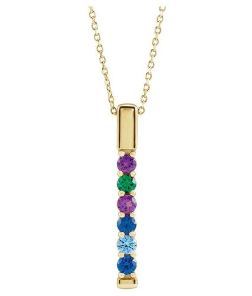 Family Bar Gemstone Pendant