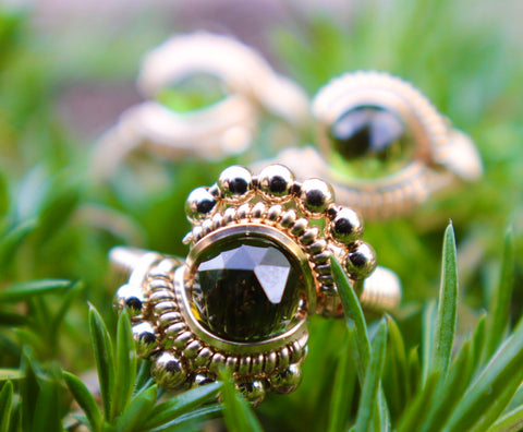 Beaded Petite Green Tourmaline Ring