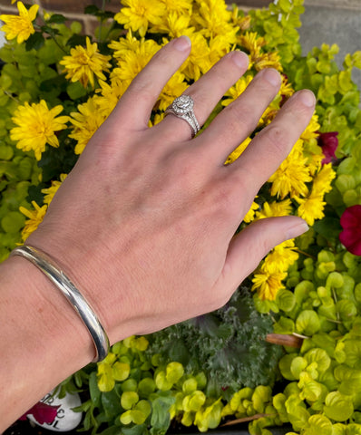 Solid Half Round .925 Sterling Silver Cuff C-Bracelet