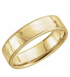 Flat Band with Hammer Finish & Milgrain