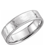 Flat Band with Hammer Finish & Milgrain