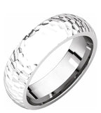 Hammered Texture Half Round Men's Wedding Band