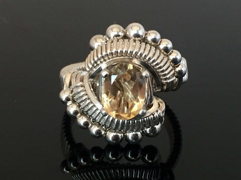 Beaded Oval Citrine Ring
